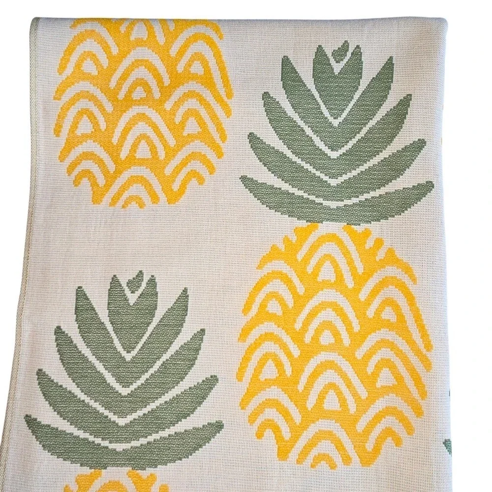 Bianca Pineapple Cotton Beach Towel Yellow Green Jacquard Weave Made in Portugal